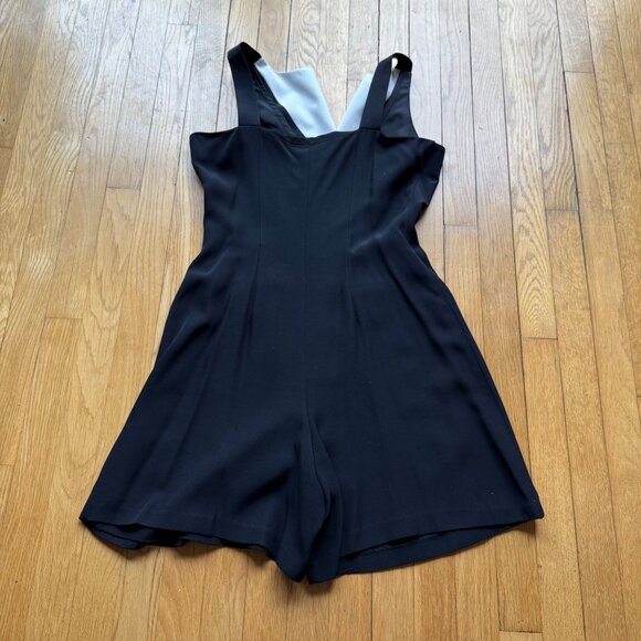 Cache Size 10 Vintage Black Button Front Sleeveless Romper w/ Gold Chain Accents - Picture 12 of 13